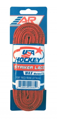 Шнурки хоккейные с пропиткой A&R Pro Stock Waxed (Red) (120''-305см)