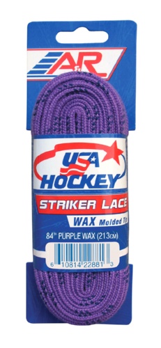 Шнурки хоккейные с пропиткой A&R USA Hockey Waxed (Purple) (108''-274см)