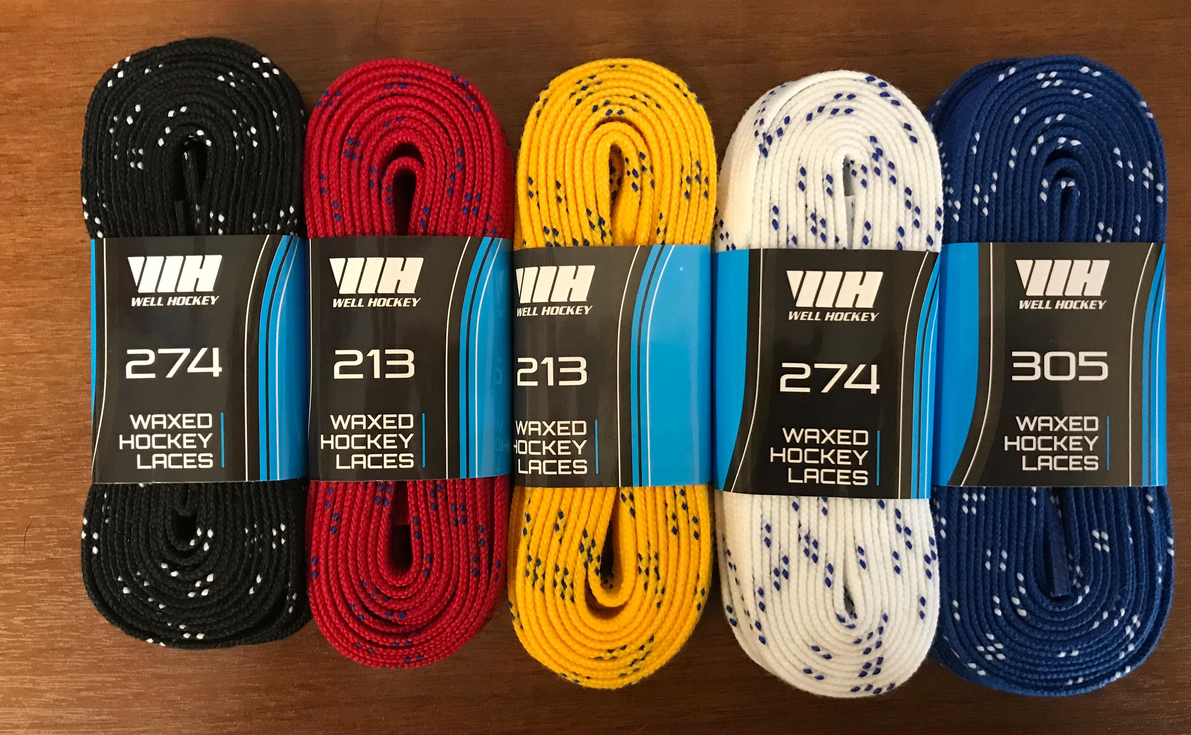 Шнурки хоккейные с пропиткой WH Hockey Waxed (Royal) (84"-213см)