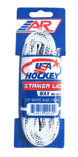 Шнурки хоккейные с пропиткой A&R USA Hockey Waxed (White) (96''-244см)
